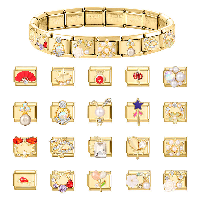 Gold Charms with Pearls and Crystals