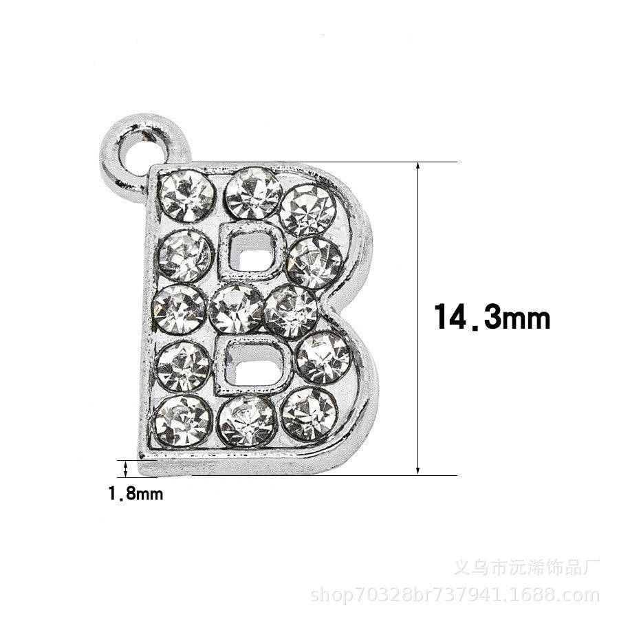 Silver Crystal Letter Necklace Charms