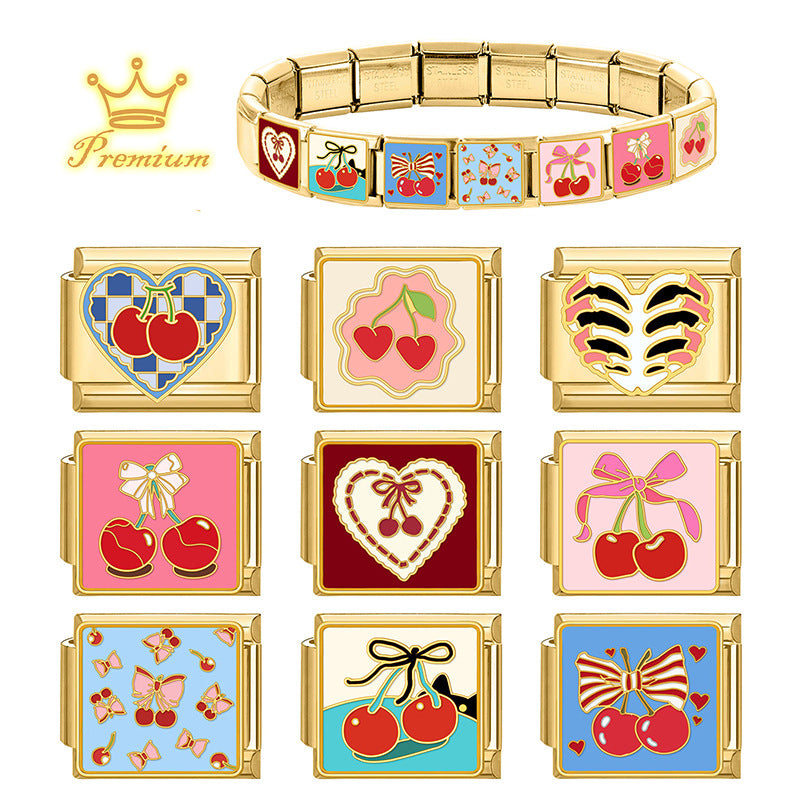 Gold Cherry Charms with Bows